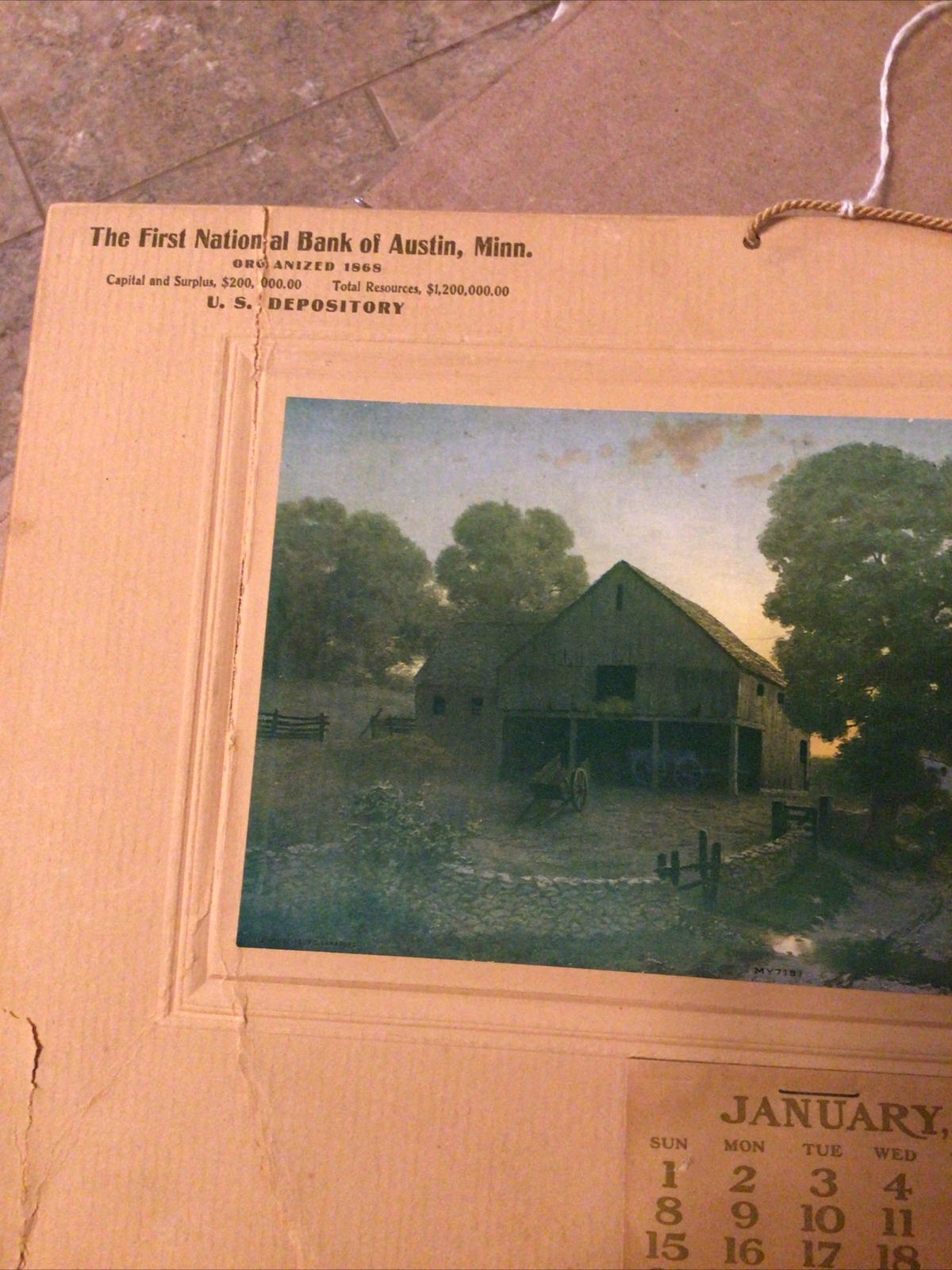 CARDBOARD 1 ST NATIONAL BANK AUSTIN MINN 1911 CALANDER Advertising Minnesota