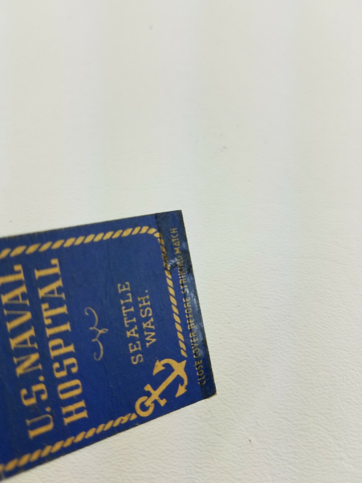 Vintage matchbook cover United States Naval Hospital Seattle Washington. D