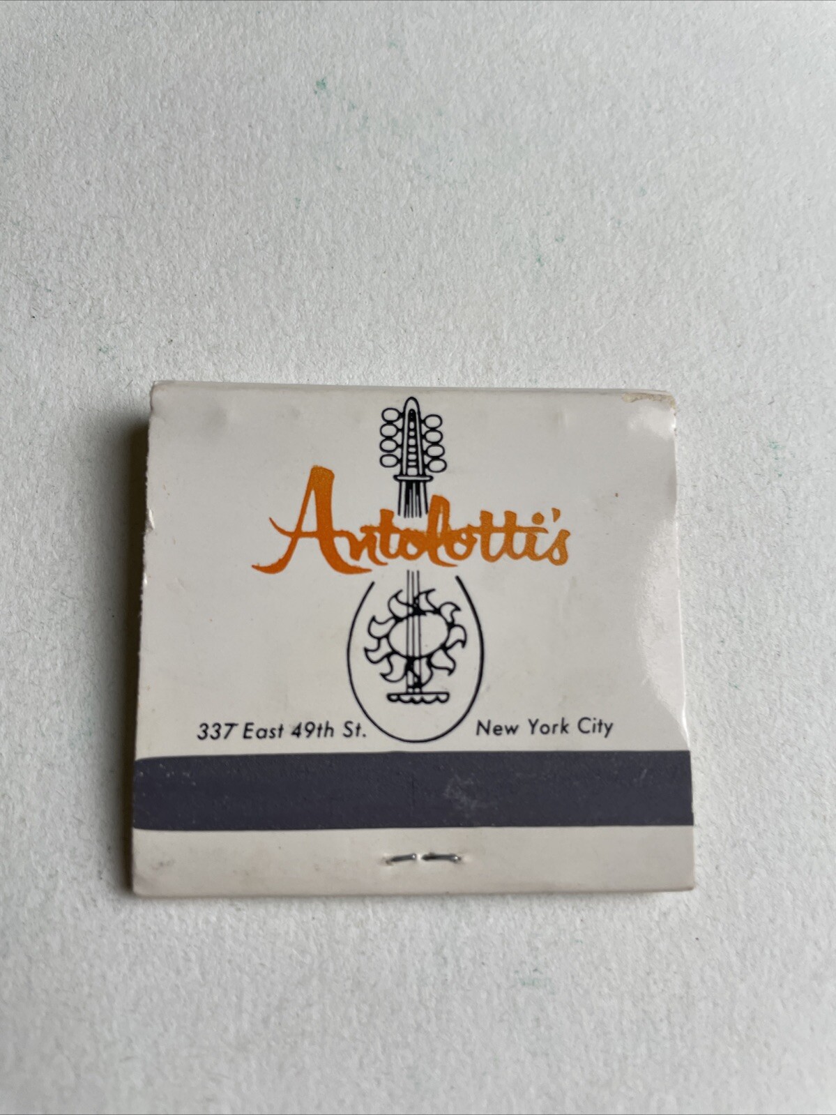 Vintage Antolotti’s Italian Restaurant Matchbook New York City Guitar Banjo