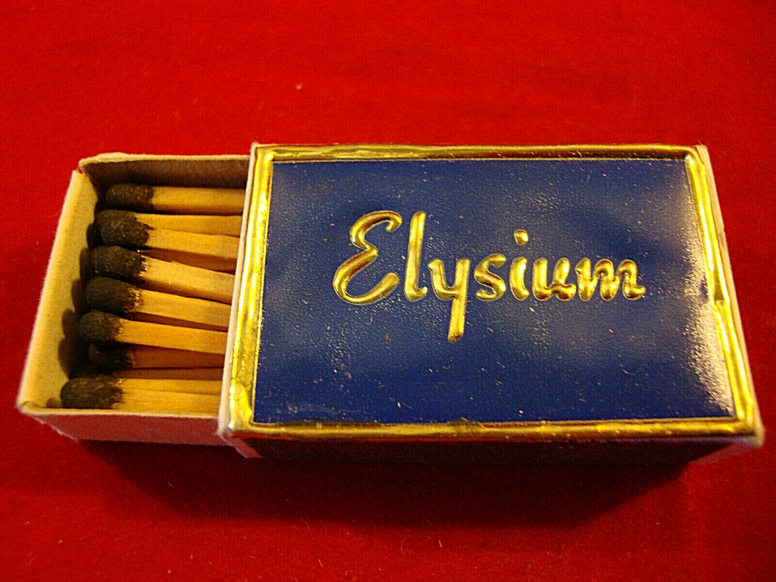 Vintage Small Matchbox from “Elysium” Unstruck w/Black Tip Matches-Made Sweden