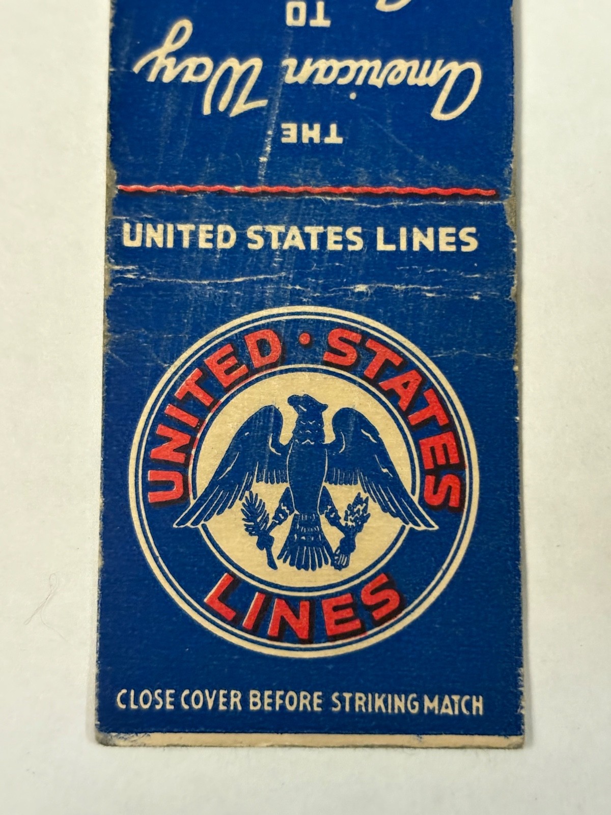 United States Lines Matchbook Cover U.S. US Eagle American Way America Boat Ship