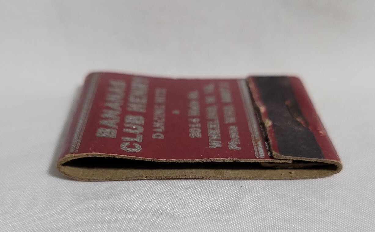 Vintage Bananas Club Henry Matchbook Cover Wheeling West Virginia Advertising