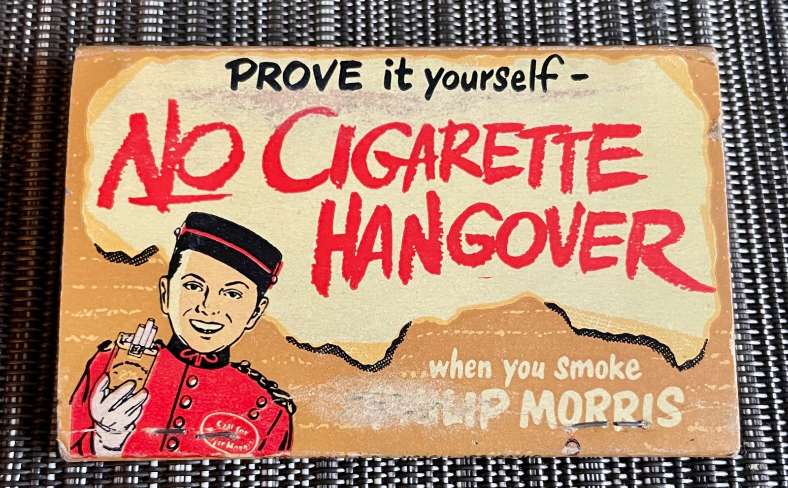 Vintage Phillip Morris Large 40 Matches/Matchbook “No Cigarette Hangover” 1950s