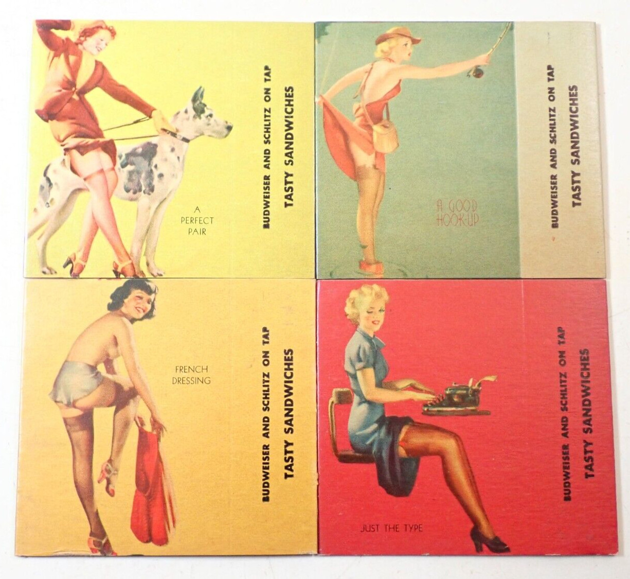 Lot of 4 Vintage NOS Elvgren Pinup Girl Cig-A-Paks Matchbook Advertising Premium