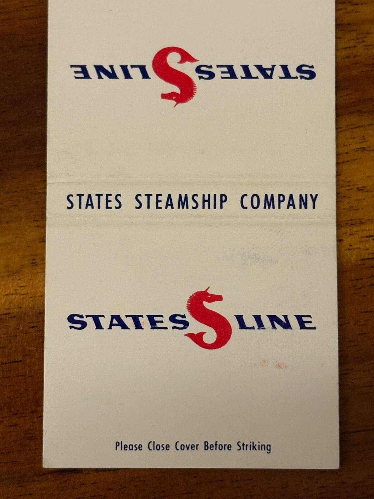 States Steamship Company Matchbook Cover Line Shipping Across the Pacific Cargo