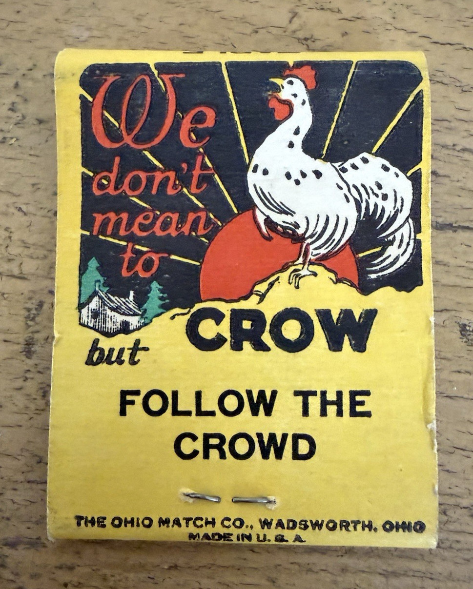 Black And White Diner Lafayette Colorado Matchbook Dont Mean To Crow NOT FULL