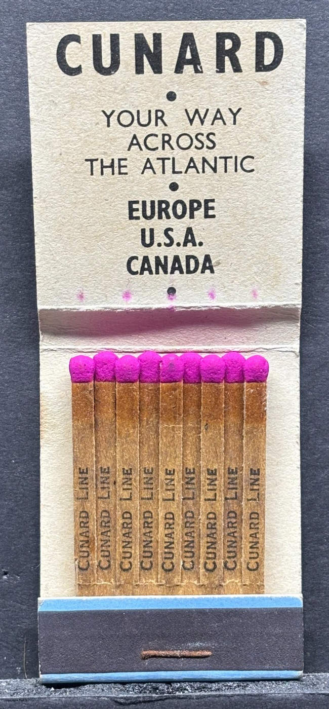 Vintage Cunard Steamship Line Unstruck, Full Matchbook