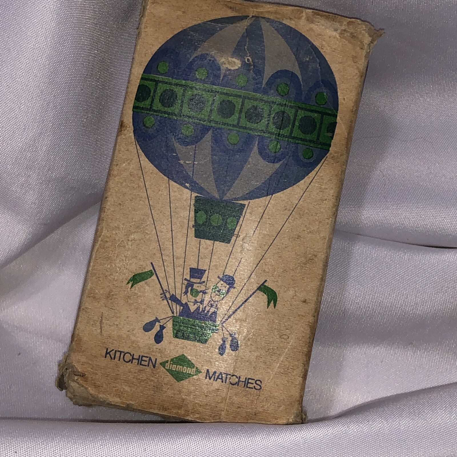 Diamond Kitchen Matches Vtg Cardboard Box 250 Matches USA Hot Air Balloon/u3a