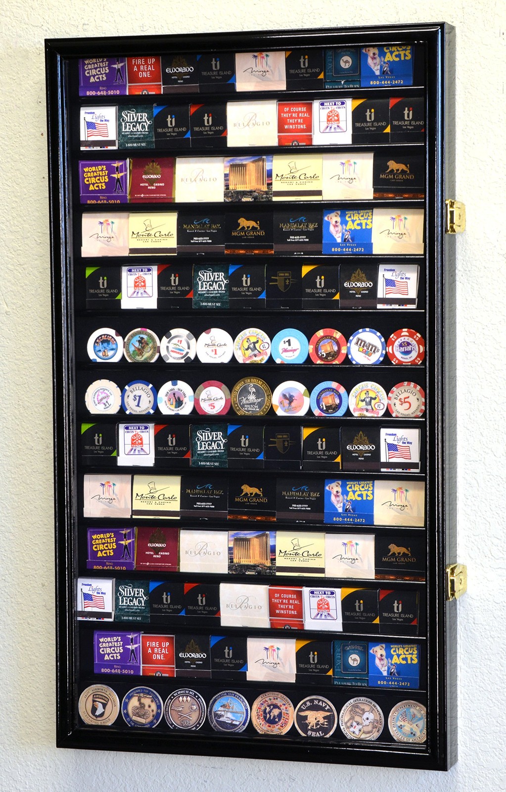 sfDisplay.com,LLC. 117 Matches Matchbook Display Case Cabinet Black Finish