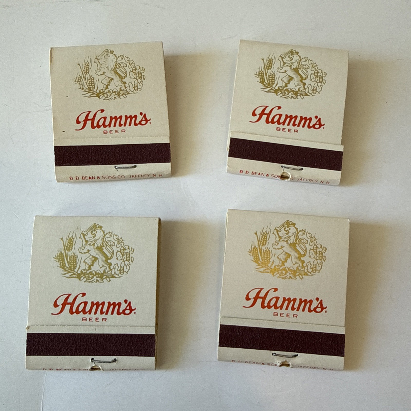 Vintage Hamm’s Beer Matchbooks With Matches NOS, Unstruck, Gold Lion, Set of 4