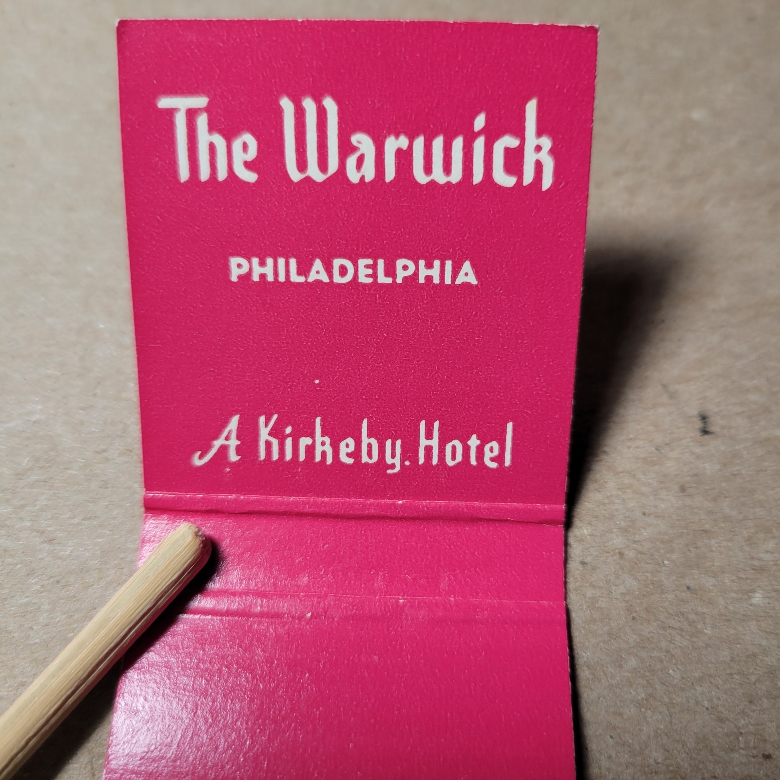 Matchbook Cover The Warwick Philadelphia A Kirkeby Hotel