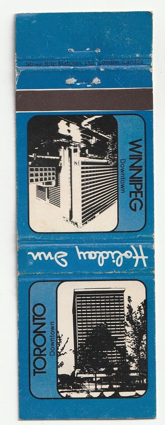 MATCHBOOK COVER – HOLIDAY INN HOTEL – TORONTO & WINNEPEG CANADA – HOLIDEX