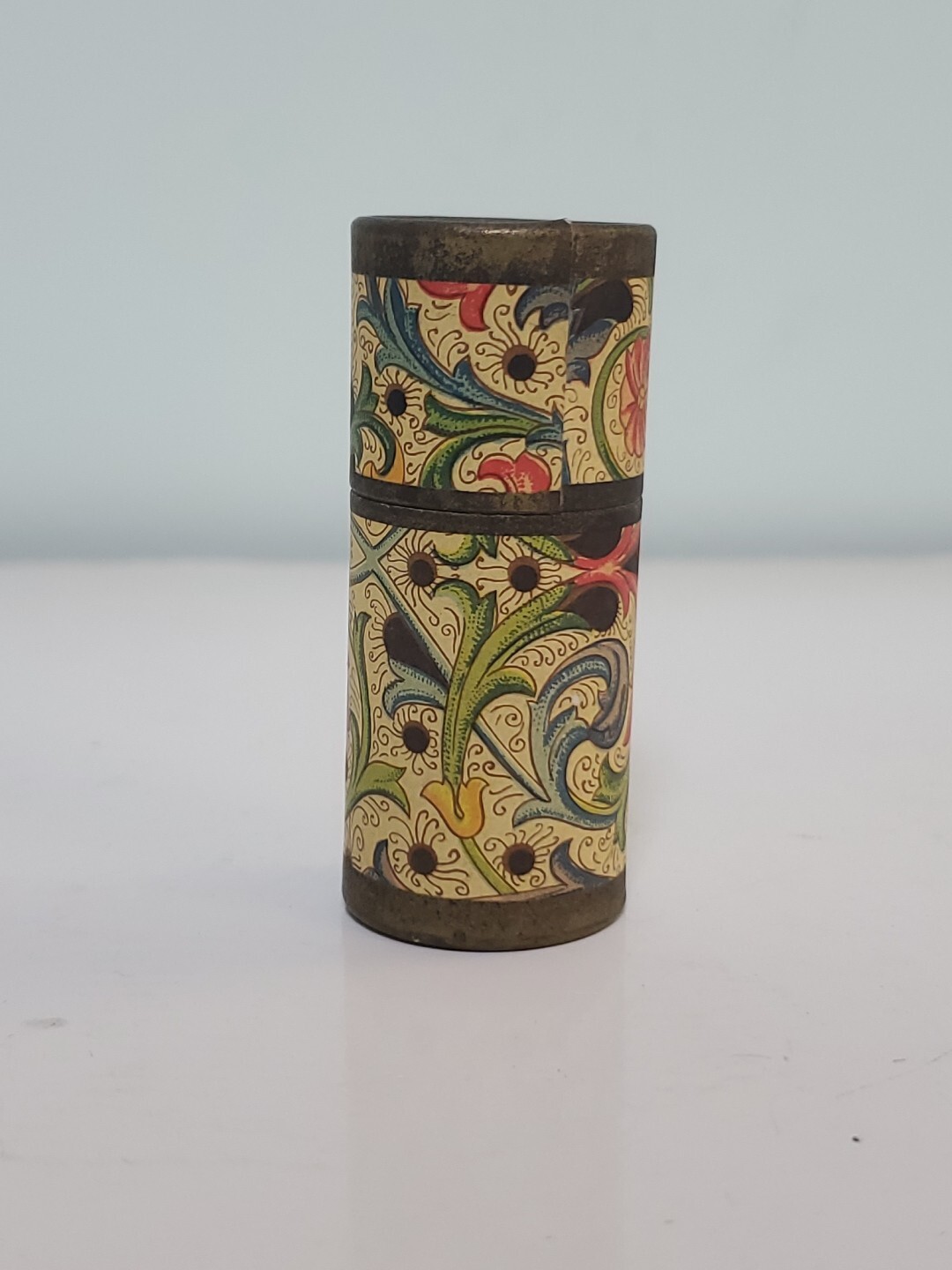Decorative Paisley Cardboard Tube Cylinder Match Holder Black Tip Matches