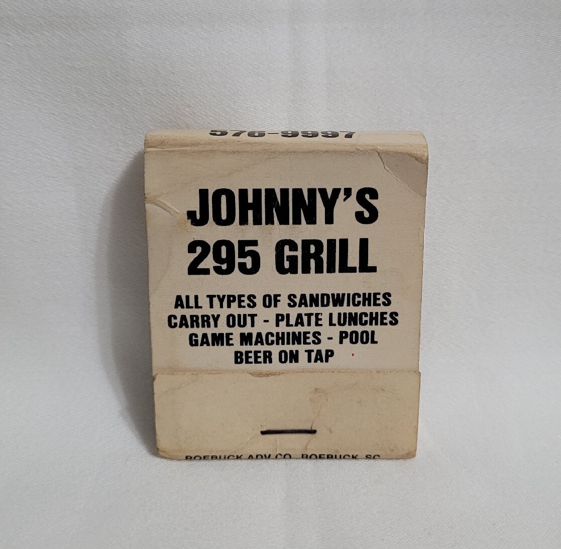 Vintage Matchbook Cover Johnny’s 295 Grill Bar Pool Girlie Nudie Advertising
