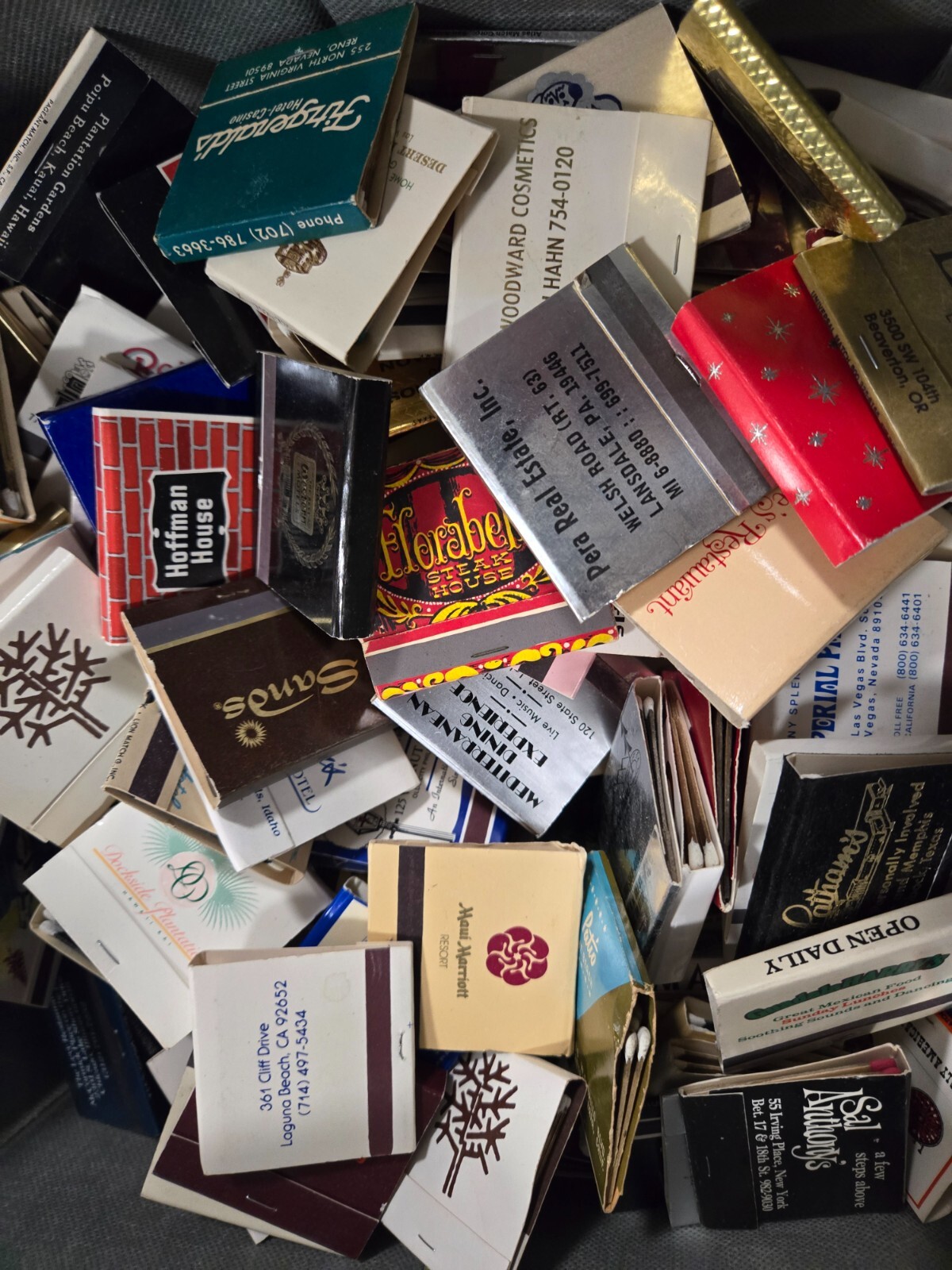 FRESH Lot of 65 Estate Mint Batch Vintage Full Unused Matchbooks No Dups Look😉