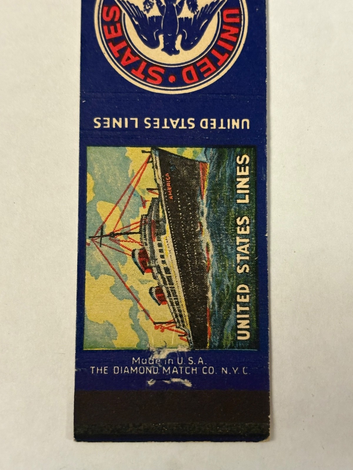 United States Lines Matchbook Cover U.S. US Eagle Emblem Logo Crest Boat Ship