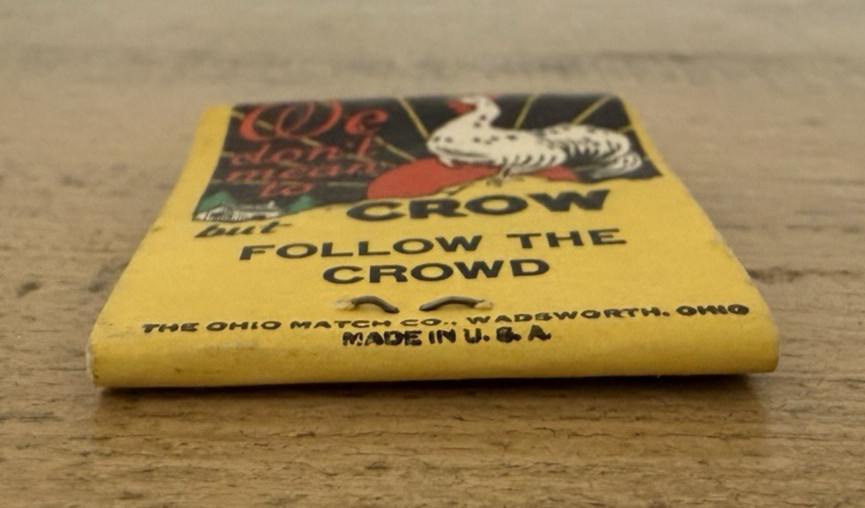 Black And White Diner Lafayette Colorado Matchbook Dont Mean To Crow NOT FULL