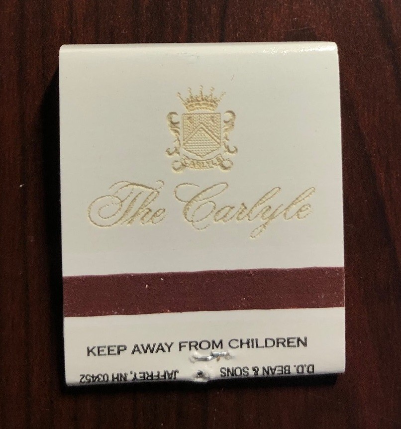 The Carlyle Hotel, New York Matchbook