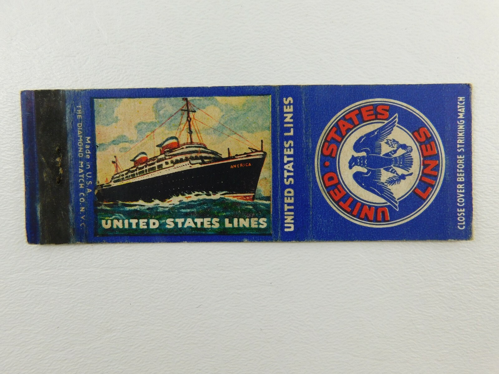 United States Lines Ship Patriotic Military Vintage Matchbook Cover WW2