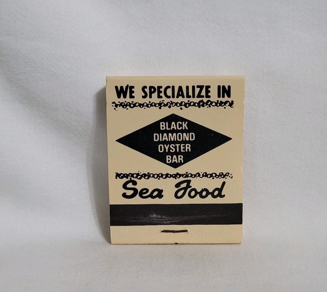Vintage Matchbook Black Diamond Oyster Bar Restaurant Texas Advertising