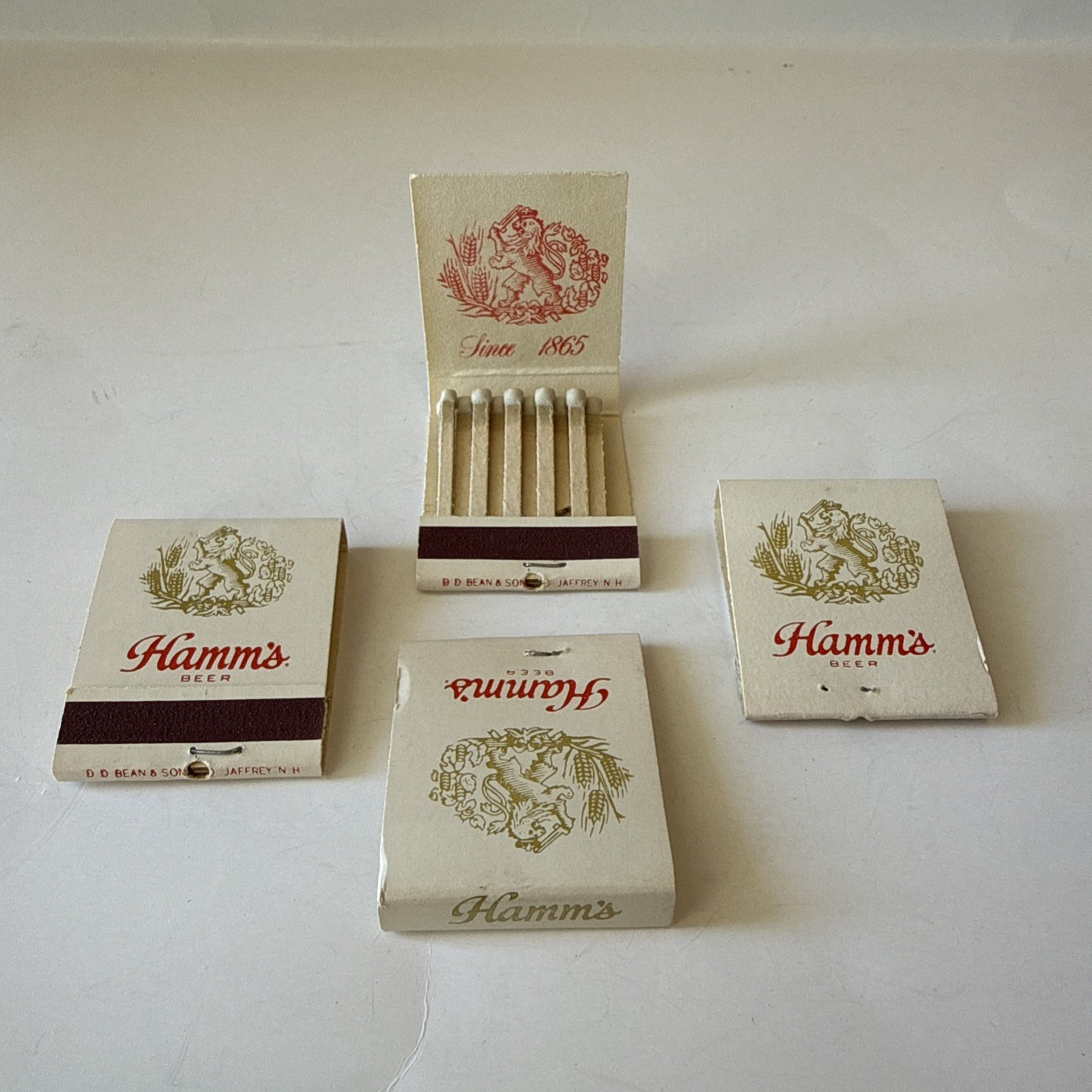 Vintage Hamm’s Beer Matchbooks With Matches NOS, Unstruck, Gold Lion, Set of 4