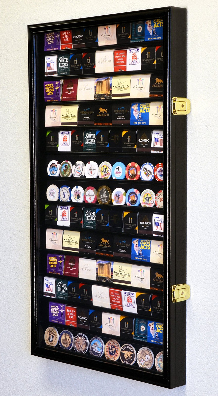 sfDisplay.com,LLC. 117 Matches Matchbook Display Case Cabinet Black Finish