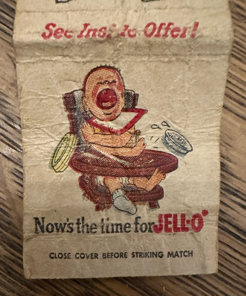 Vintage MATCHBOOK Cover “Now’s the Time for JELL-O” Recipe & Offer FREE Shipping