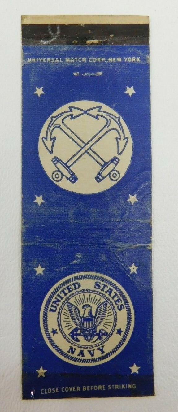 United States Navy Anchor Blue Stars Vintage Matchbook Cover