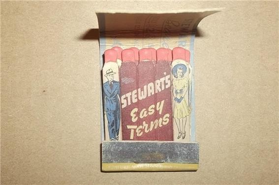 VINTAGE STEWART’S CLOTHING & JEWELRY AKRON OHIO w/ ILLUSTRATED MATCHES MATCHBOOK