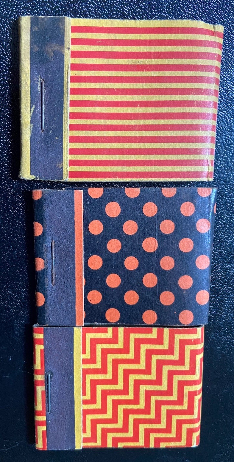 3 Old Vintage *Fancy* Orange Yellow Black Universal Match Co St Louis MATCHBOOK!