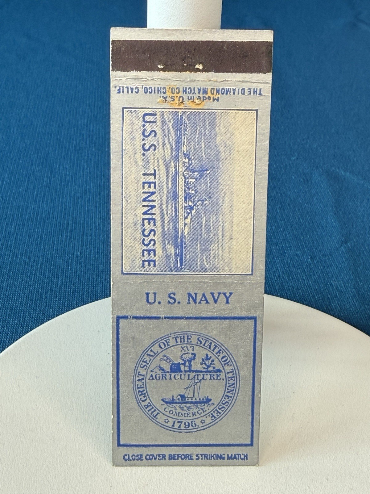 USS Tennessee United States Navy Ship VTG Matchbook Cover 1849
