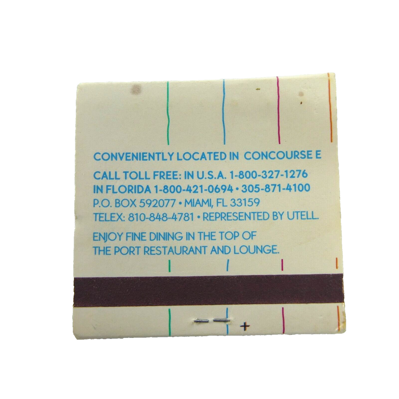 Vintage New Miami International Airport Hotel unstruck Matchbook
