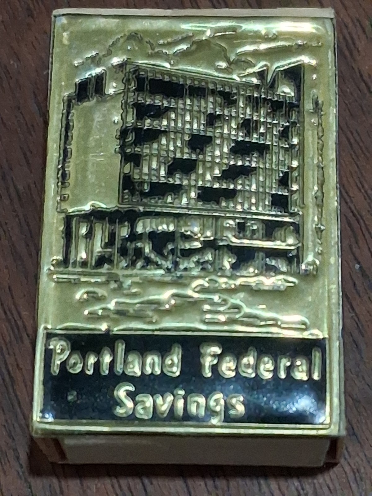 Rare Vintage Portland Federal Savings Matchbox With Black Match Heads Unstruck