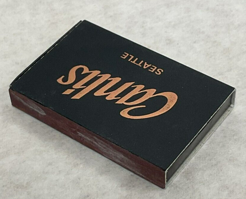 VINTAGE CANLIS RESTAURANT SEATTLE WA BLACK & COPPER PARTIAL MATCH BOX