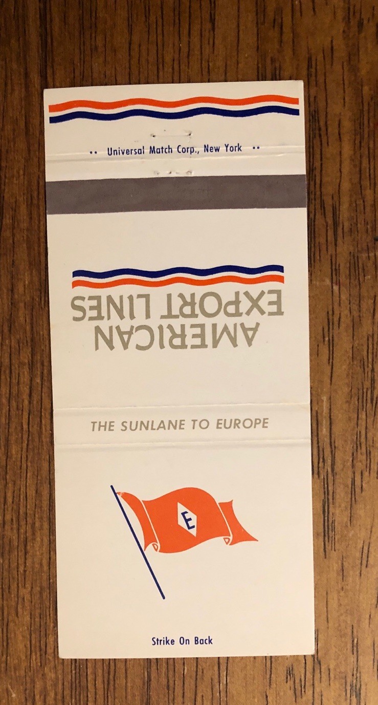 American Export Lines – The Sunlane To Europe Matchbook Cover (X1)