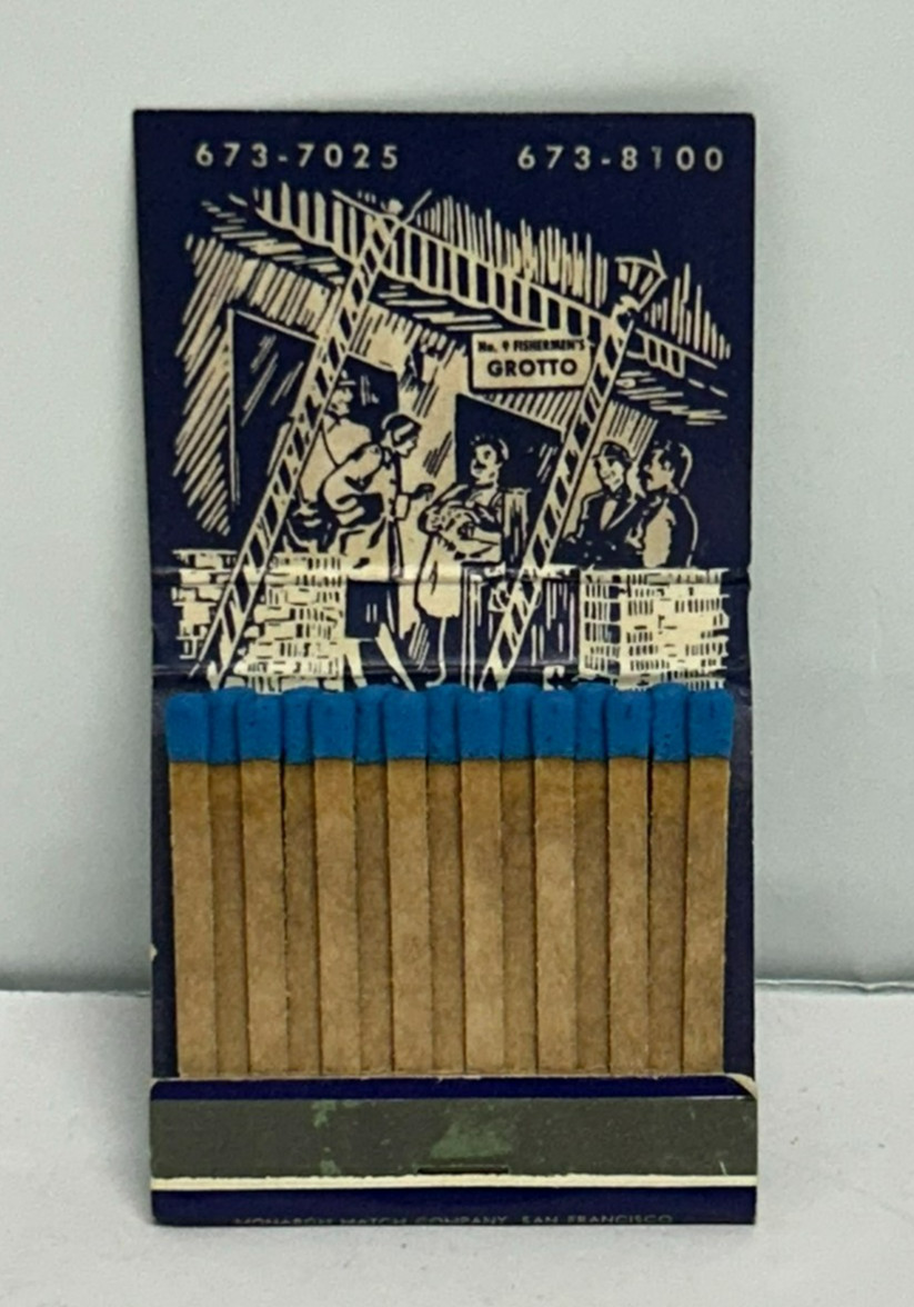 Vintage matchbook cover #9 Fisherman’s Grotto San Francisco CA Unstruck