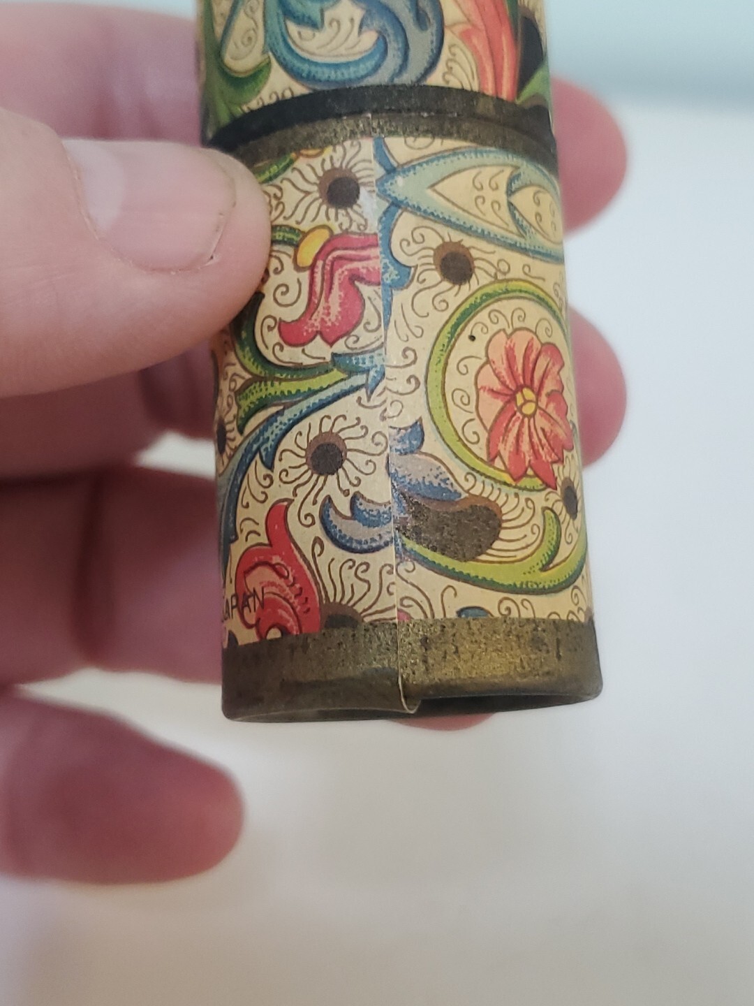 Decorative Paisley Cardboard Tube Cylinder Match Holder Black Tip Matches