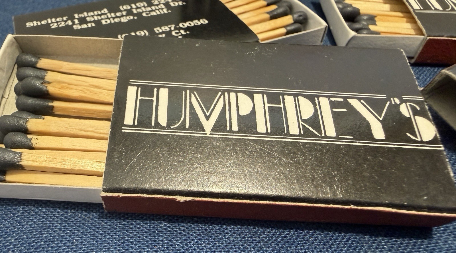 5 VTG Humphrey’s Shelter Island SAN DIEGO Calif Pt. Loma Matchbox Black Matches