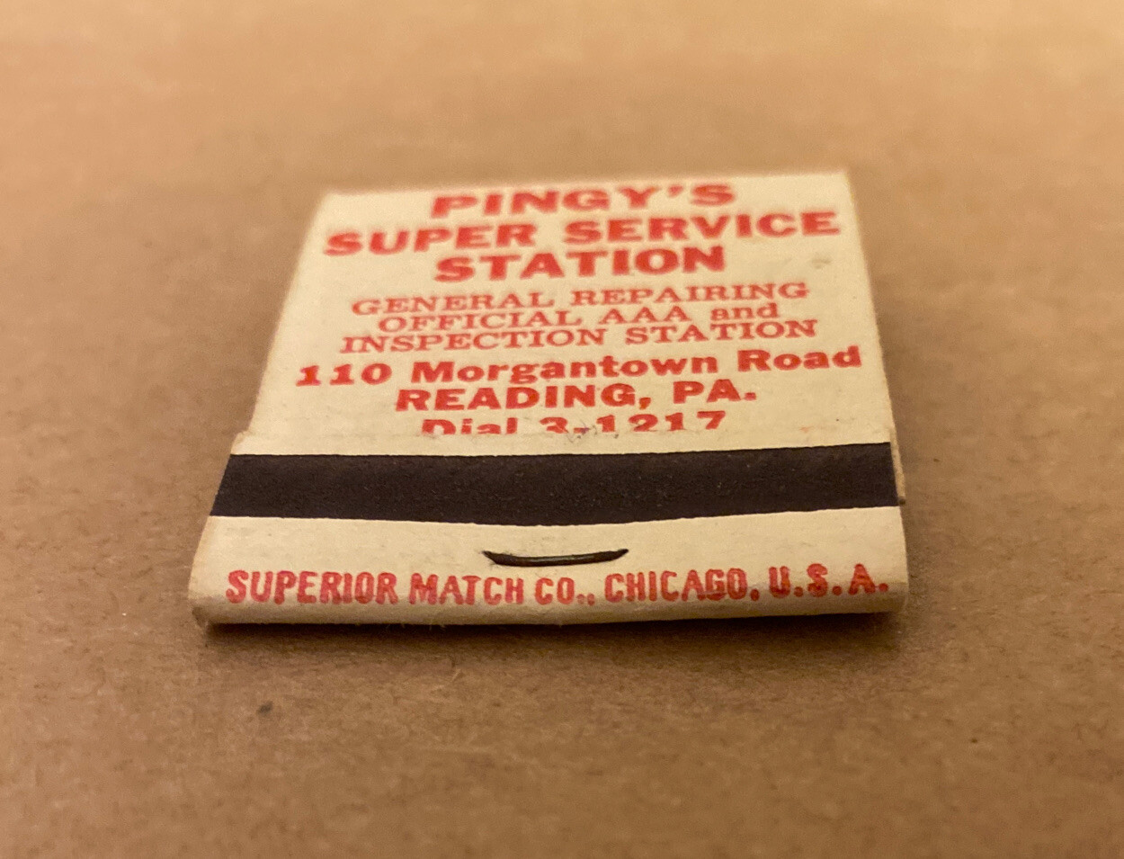 Vtg 1940s-1950s AUTO Service Station, Superior match co. Chicago, USA Match Book