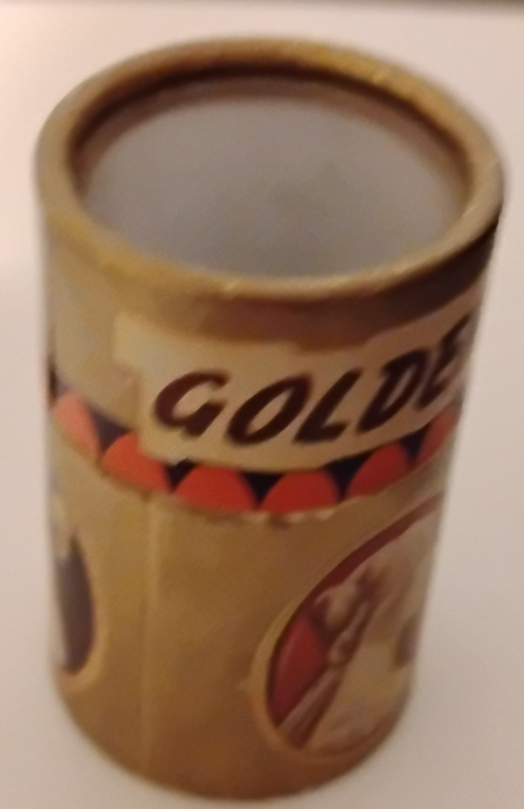 Vintage Golden Cameo Stick Matches Empty Cardboard Canister Box