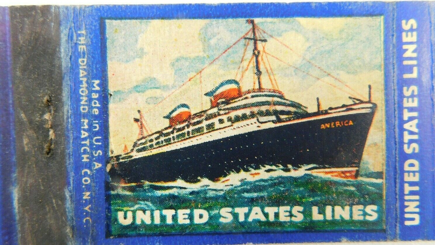 United States Lines Ship Patriotic Military Vintage Matchbook Cover WW2
