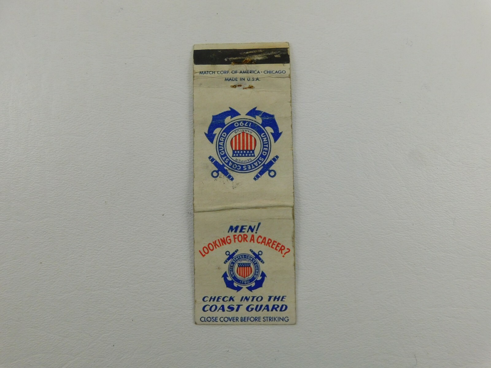 United States Coast Guard Looking For A Career? Vintage Matchbook Cover