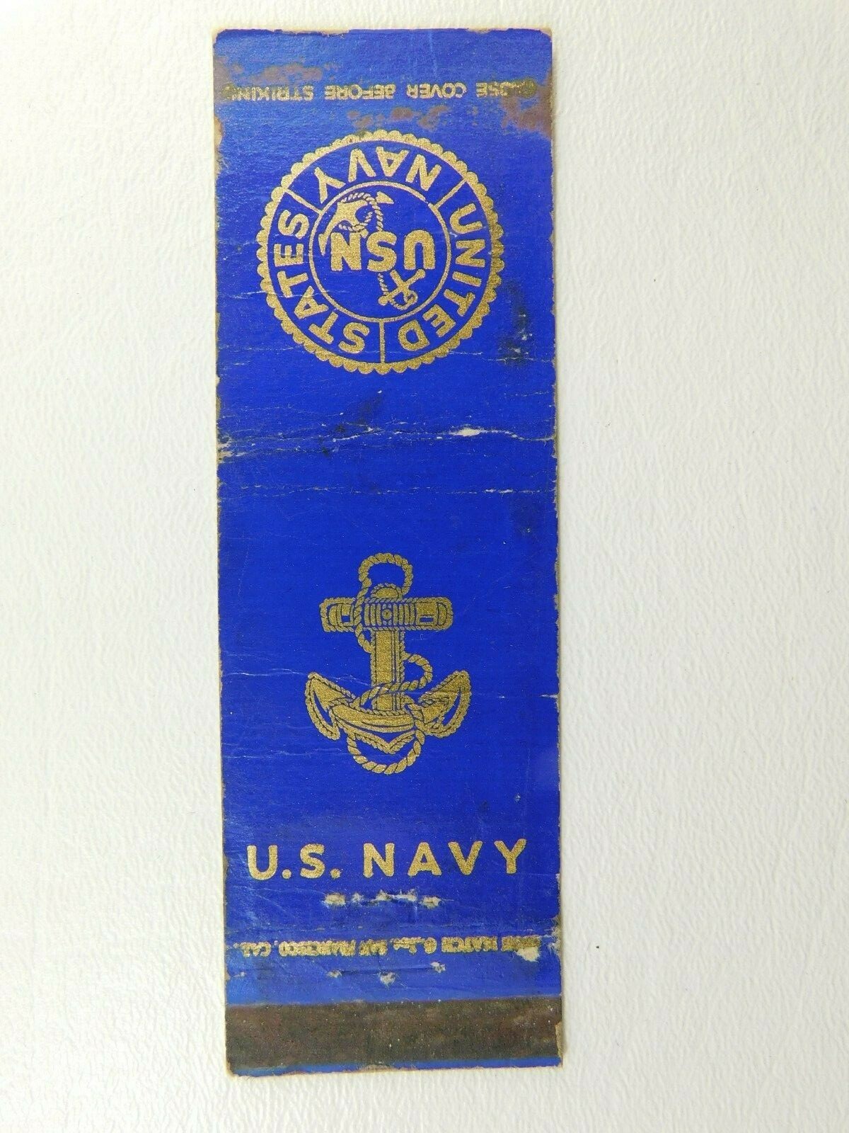 United States Navy USN Anchor Vintage Matchbook Cover