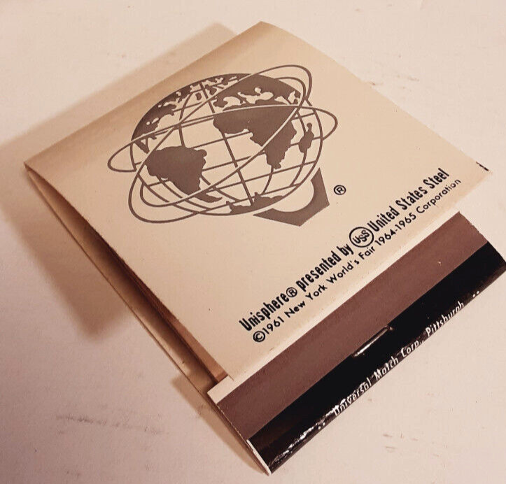 MATCHBOOK 1964-65 NEW YORK WORLD’S FAIR UNISPHERE UNITED STATES STEEL USS Unused
