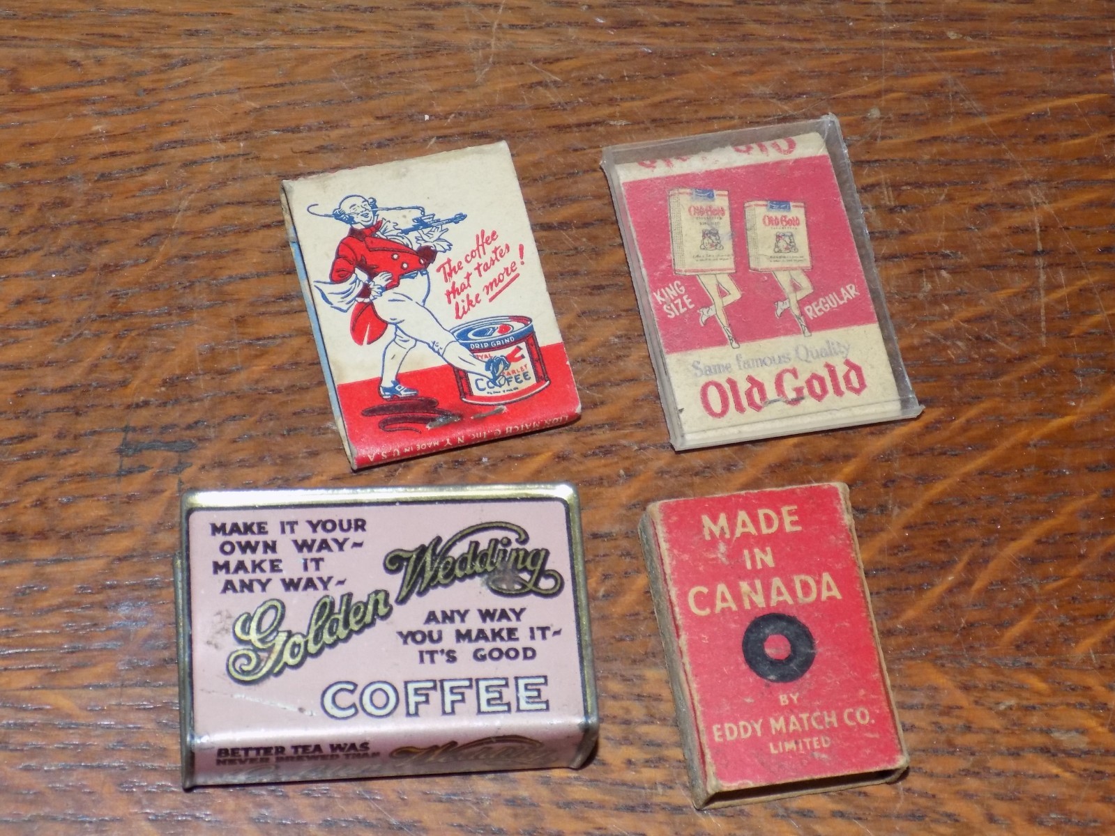 Vintage Set of 4 Advertising / Match Boxes