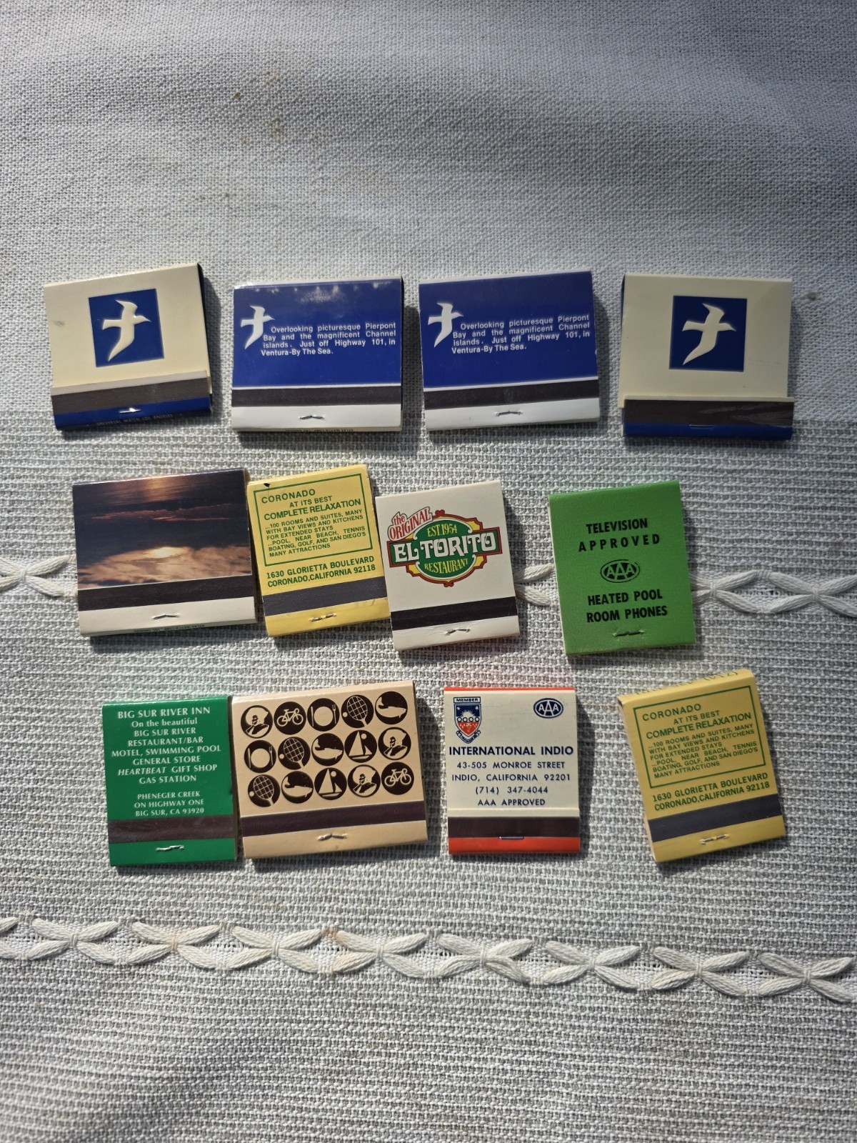 VTG California Matchbooks Lot 12 Unstruck Hotels Inns Pierpont El Torito
