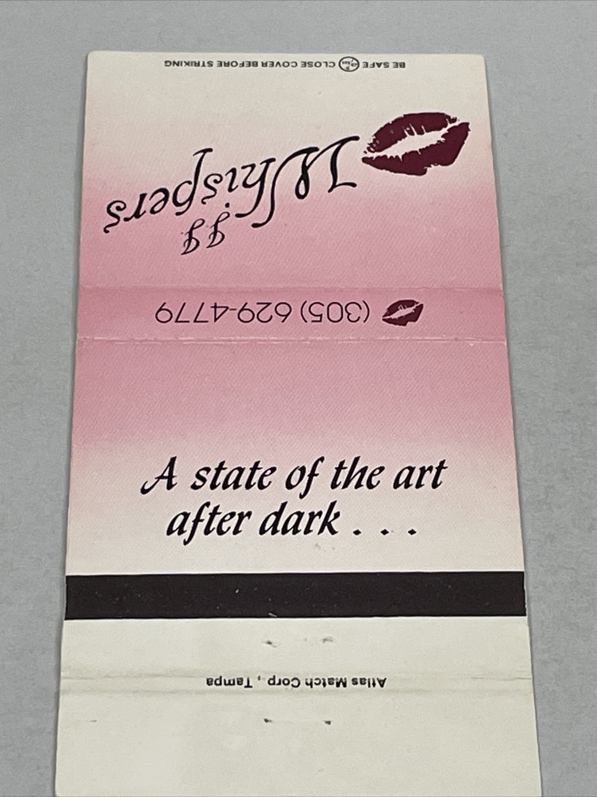 Vintage Matchbook Cover JJ Whispers Orlando, Florida gmg Unstruck