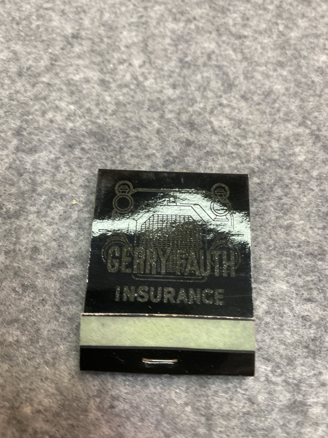 Gerry Fauth Insurance Flint Michigan Vintage Black Design Matchbook