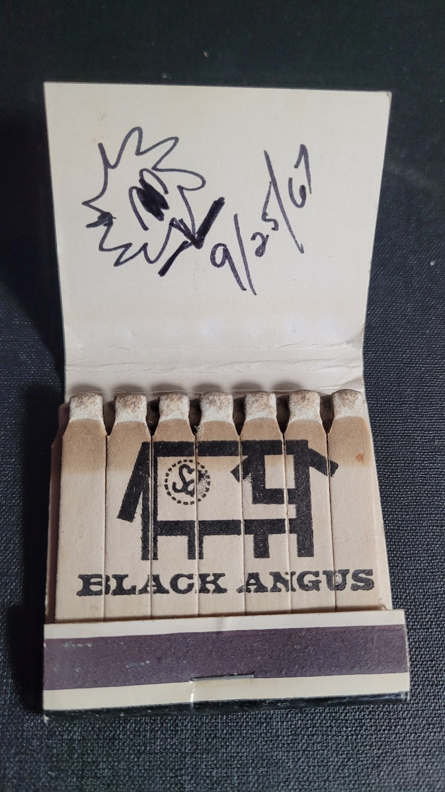 1960s Black Angus Steak House Unstruck Lion Feature Matchbook Match Cover