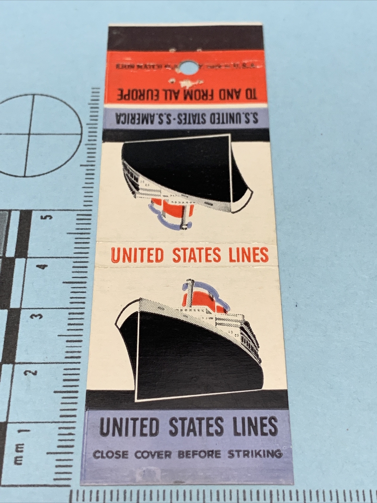 Front Strike Matchbook Cover United States Cruise Lines To And From Europe gmg